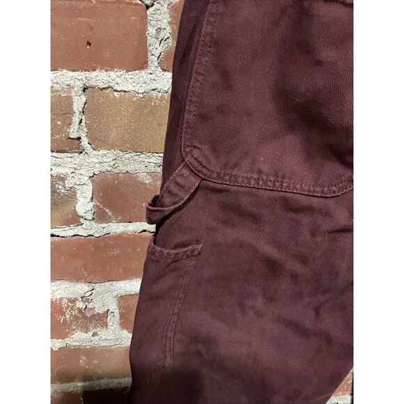 Zara Burgundy Cargo Carpenter Pants Size 30 Maroon Red - Picture 3 of 5
